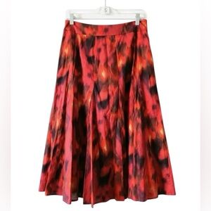 Coldwater Creek Womens Multicolor Gored Boho Print Midi Pleated Skirt Size M
